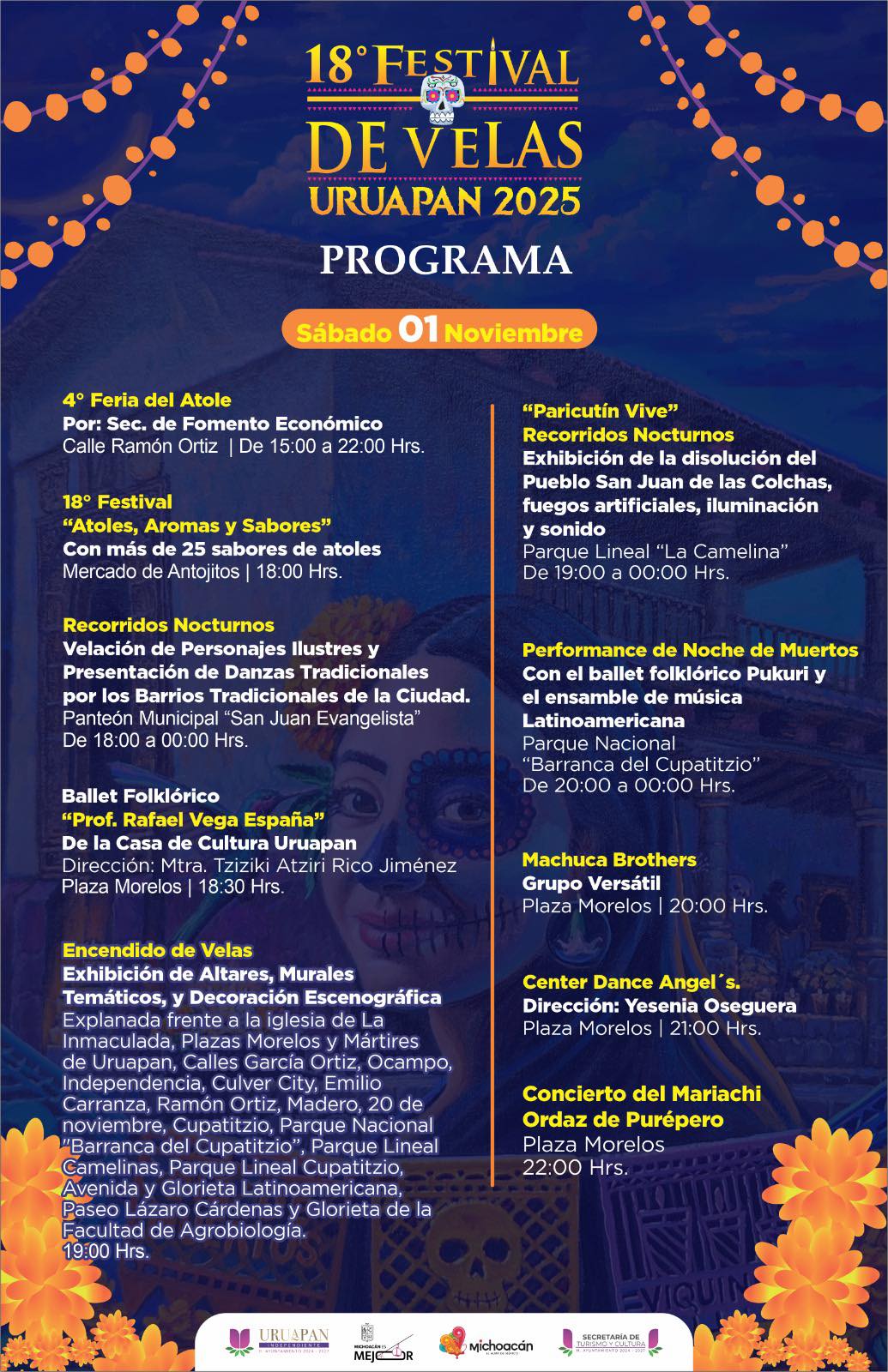 XVIII festival de velas en Uruapan 2025 2 programa